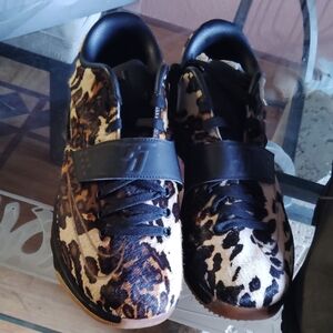 Leopard Print Sneakers with Black Accents